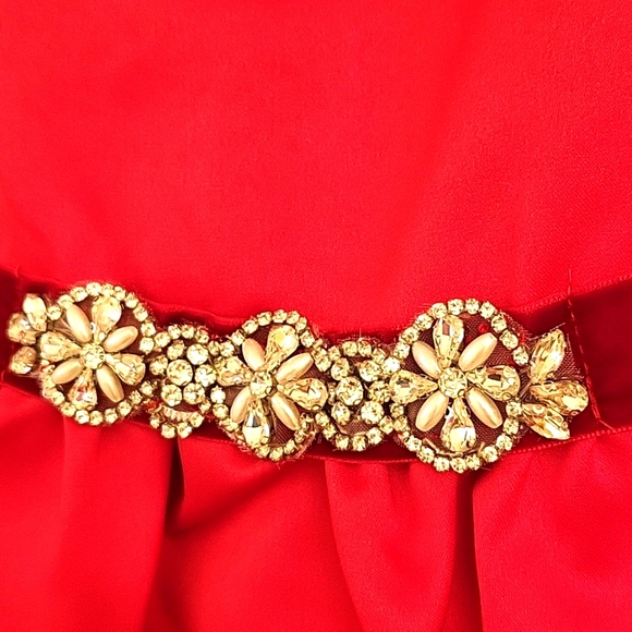 NEW Rare Editions Toddler Girl Fancy Dress, Rhinestones, Pearls & Velvet Trim, 5 - Picture 13 of 13